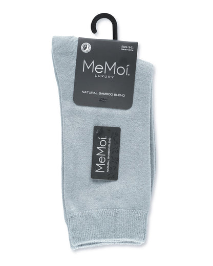 Women's Flat-Knit Bamboo Blend Crew Socks : Color: Blue Fog