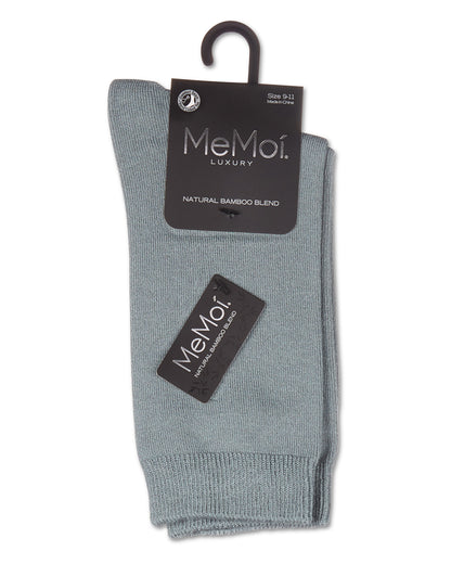 Women's Flat-Knit Bamboo Blend Crew Socks : Color: Blue Fog