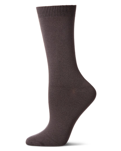 Women's Flat-Knit Bamboo Blend Crew Socks : Color: Dark Gray