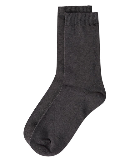 Women's Flat-Knit Bamboo Blend Crew Socks : Color: Dark Gray