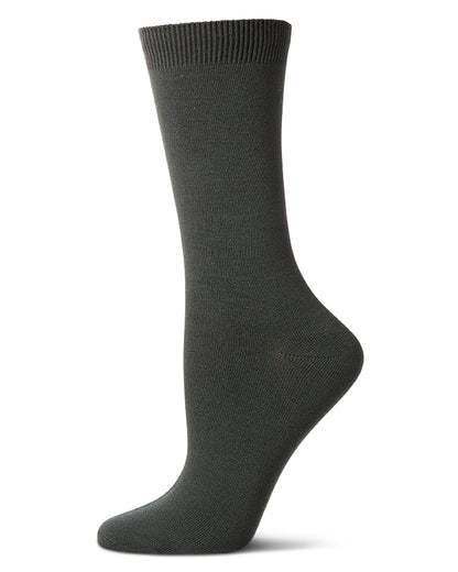 Women's Flat-Knit Bamboo Blend Crew Socks : Color: Dark Spruce
