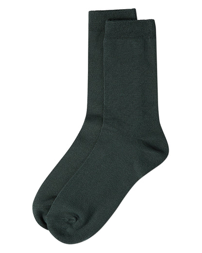Women's Flat-Knit Bamboo Blend Crew Socks : Color: Dark Spruce