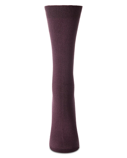 Women's Flat-Knit Bamboo Blend Crew Socks : Color: Eggplant