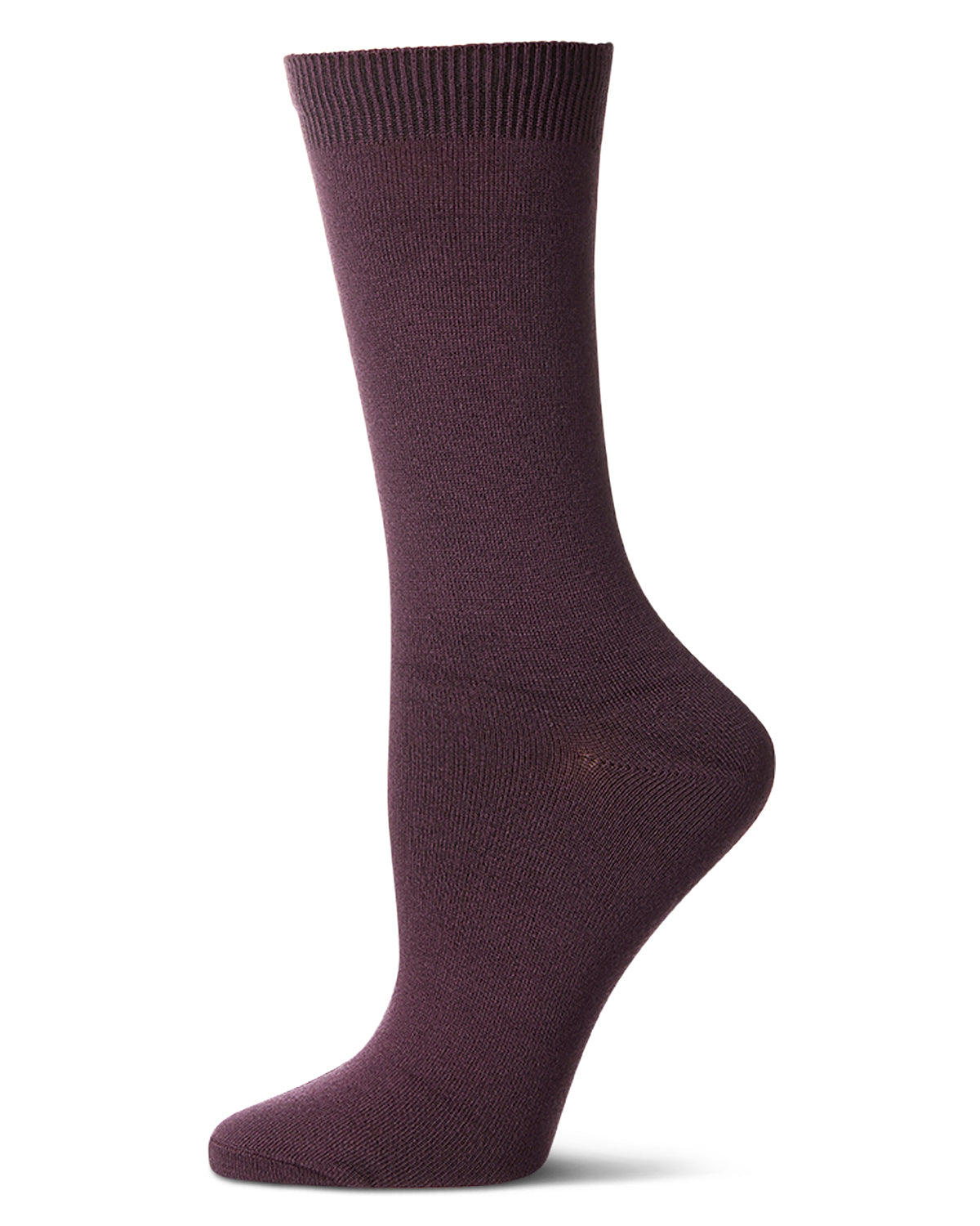 Women's Flat-Knit Bamboo Blend Crew Socks : Color: Eggplant