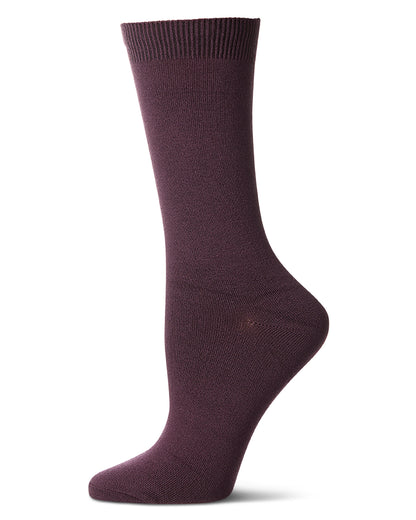 Women's Flat-Knit Bamboo Blend Crew Socks : Color: Eggplant