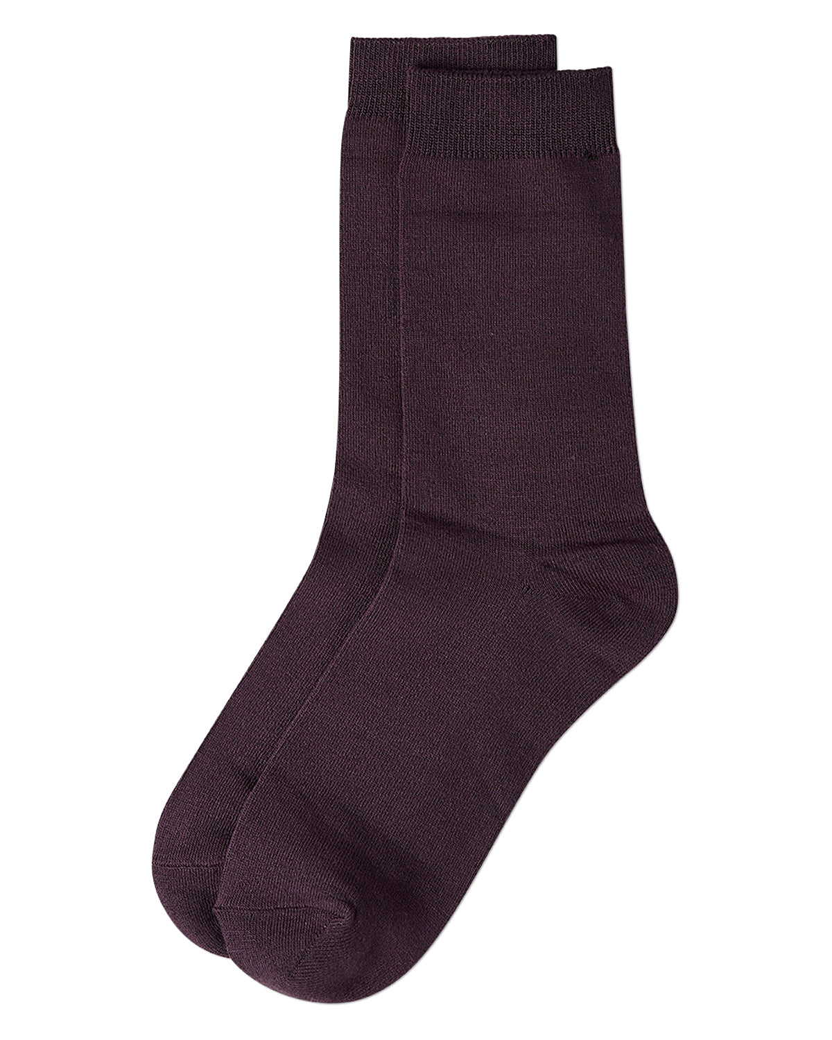 Women's Flat-Knit Bamboo Blend Crew Socks : Color: Eggplant
