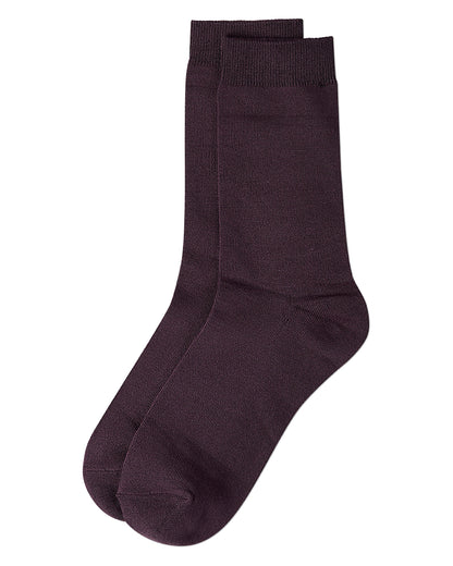 Women's Flat-Knit Bamboo Blend Crew Socks : Color: Eggplant