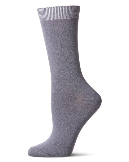 Women's Flat-Knit Bamboo Blend Crew Socks : Color: Smoky Blue