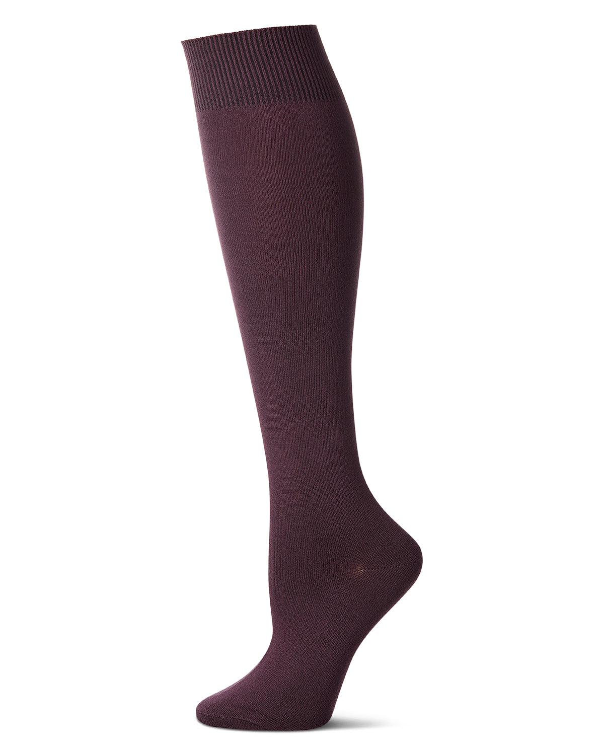 Women's Natural Bamboo Blend Solid Knit Knee High Socks : Color: Eggplant