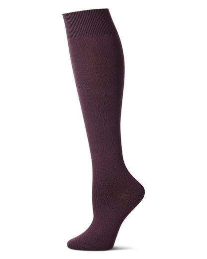 Women's Natural Bamboo Blend Solid Knit Knee High Socks : Color: Eggplant