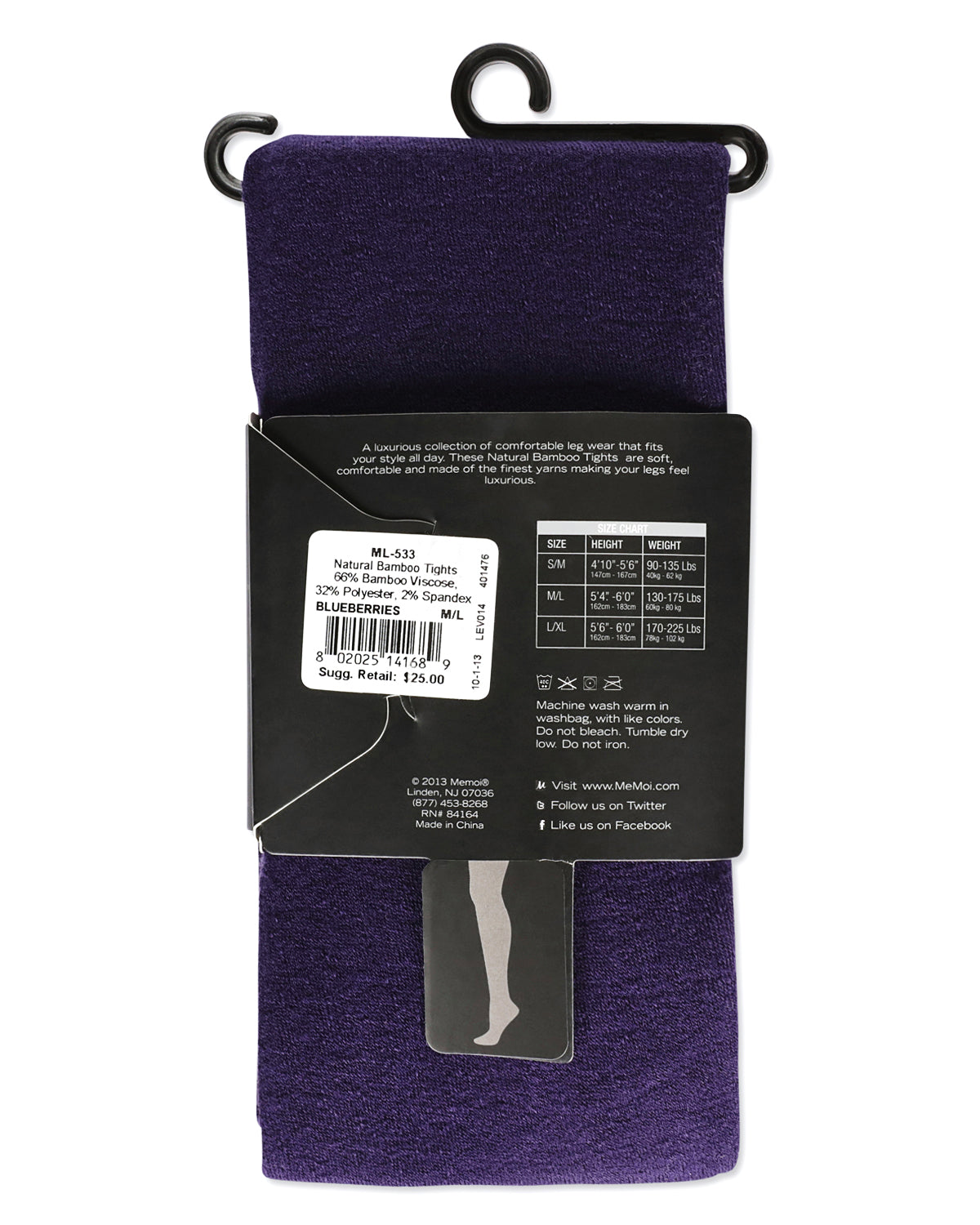 Natural Bamboo Blend Solid Color Opaque Tights : Color: Blueberries