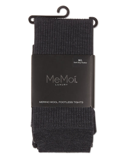 Merino Wool Ribbed Footless Sweater Tights : Color: Dark Gray Heather