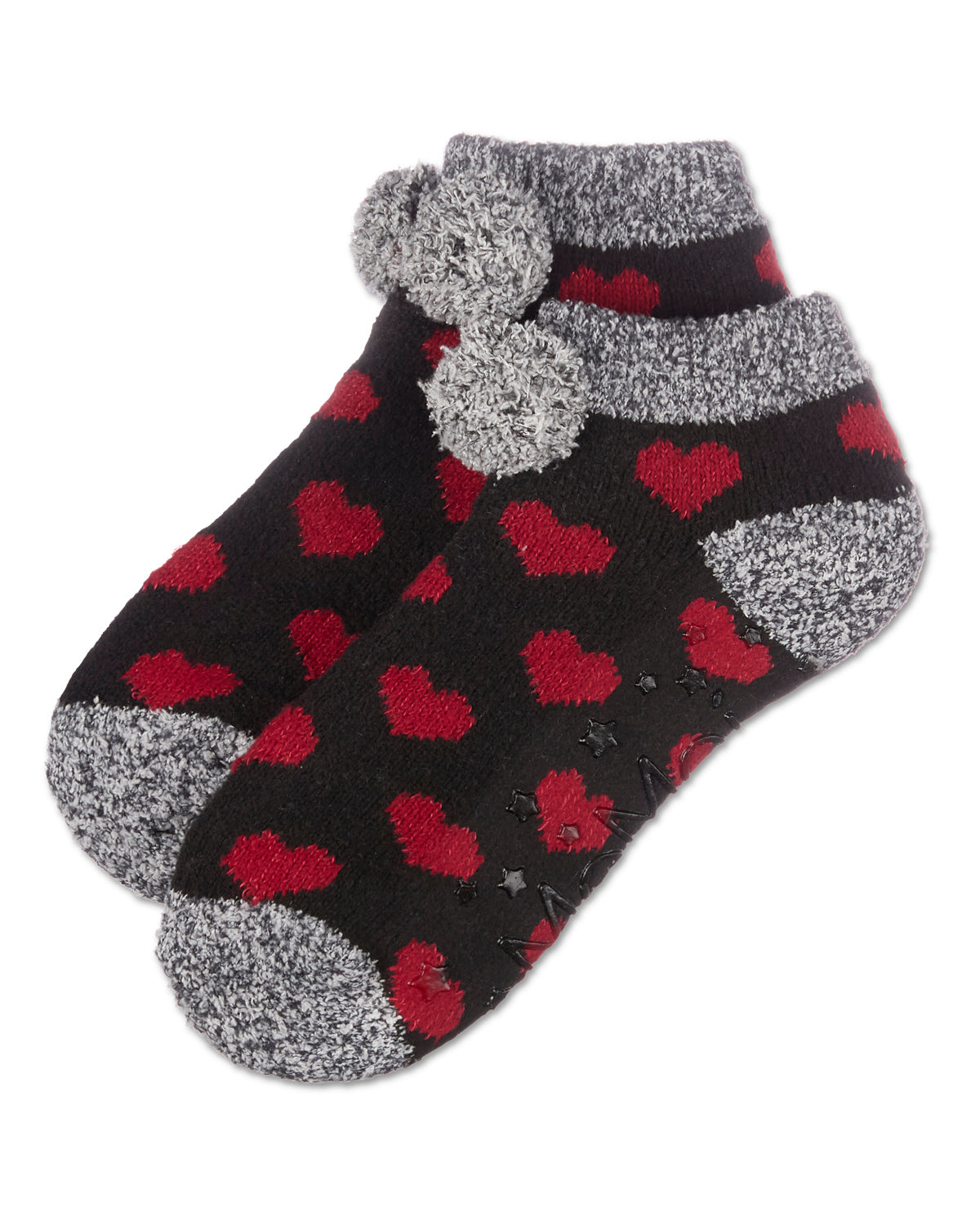 Women's Color Hearts Buttersoft Plush Lined Low Cut Socks : Color: Blush