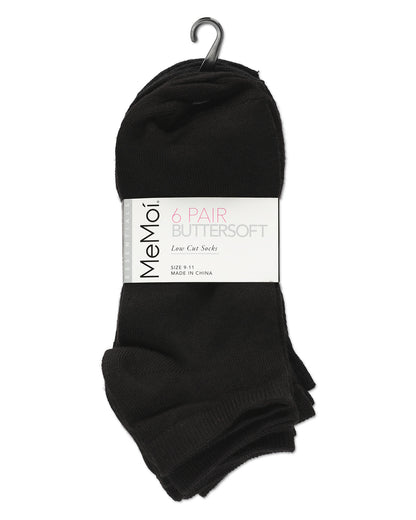 Women's 6 Pair Pack Flat Knit Butter Soft Low Cut Socks : Color: Black