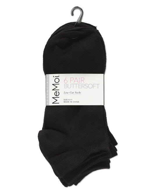 Women's 6 Pair Pack Flat Knit Butter Soft Low Cut Socks : Color: Black