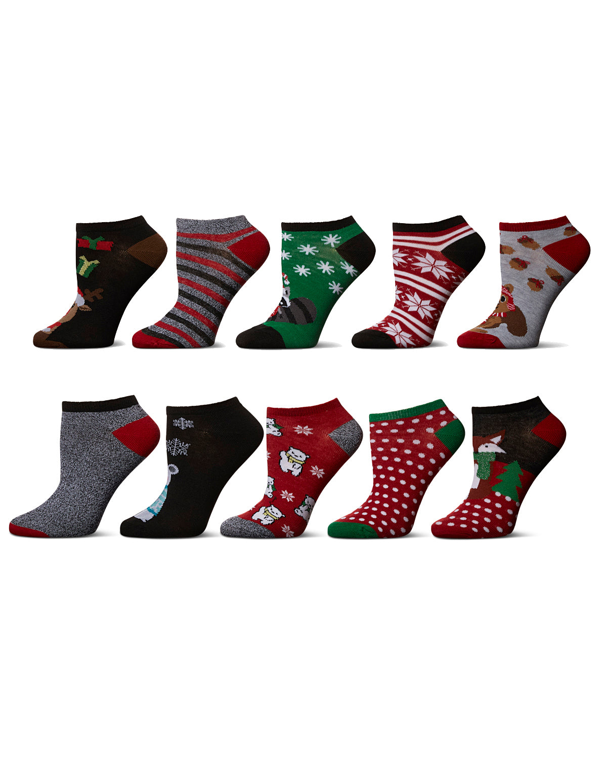 Women's 10 Pair Pack Holiday Lowcut Socks : Color: Black