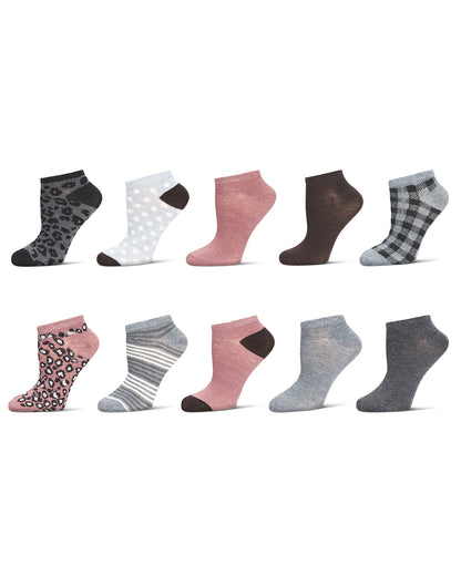 Women's 10 Pair Pack Leopard Low Cut Socks : Color: Blush