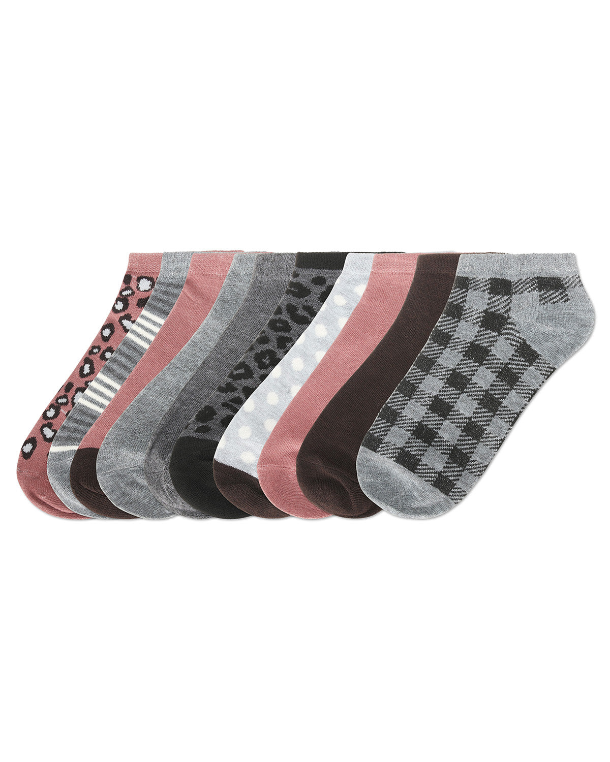 Women's 10 Pair Pack Leopard Low Cut Socks : Color: Blush