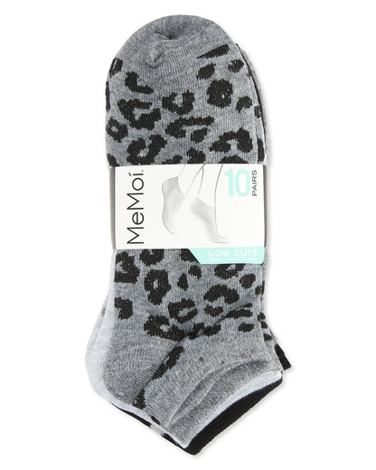 Women's 10 Pair Pack Animal Print Low Cut Socks : Color: Gray Heather
