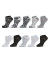 Women's 10 Pair Pack Animal Print Low Cut Socks : Color: Gray Heather