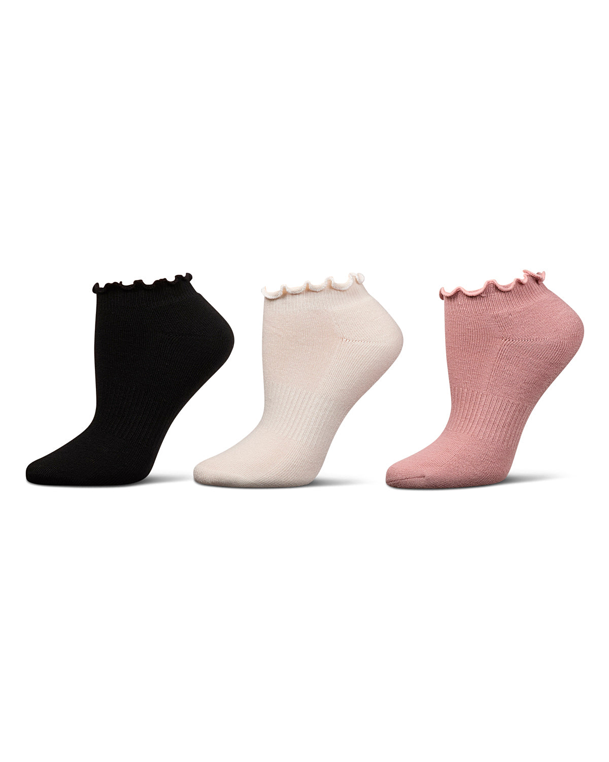 Women's 6 Pair Pack Lettuce Edge Recycled Polyester Half Cushioned Low Cut Socks : Color: Pink Multi