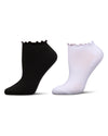 Women's 6 Pair Pack Lettuce Edge Recycled Polyester Half Cushioned Low Cut Socks : Color: White-Black