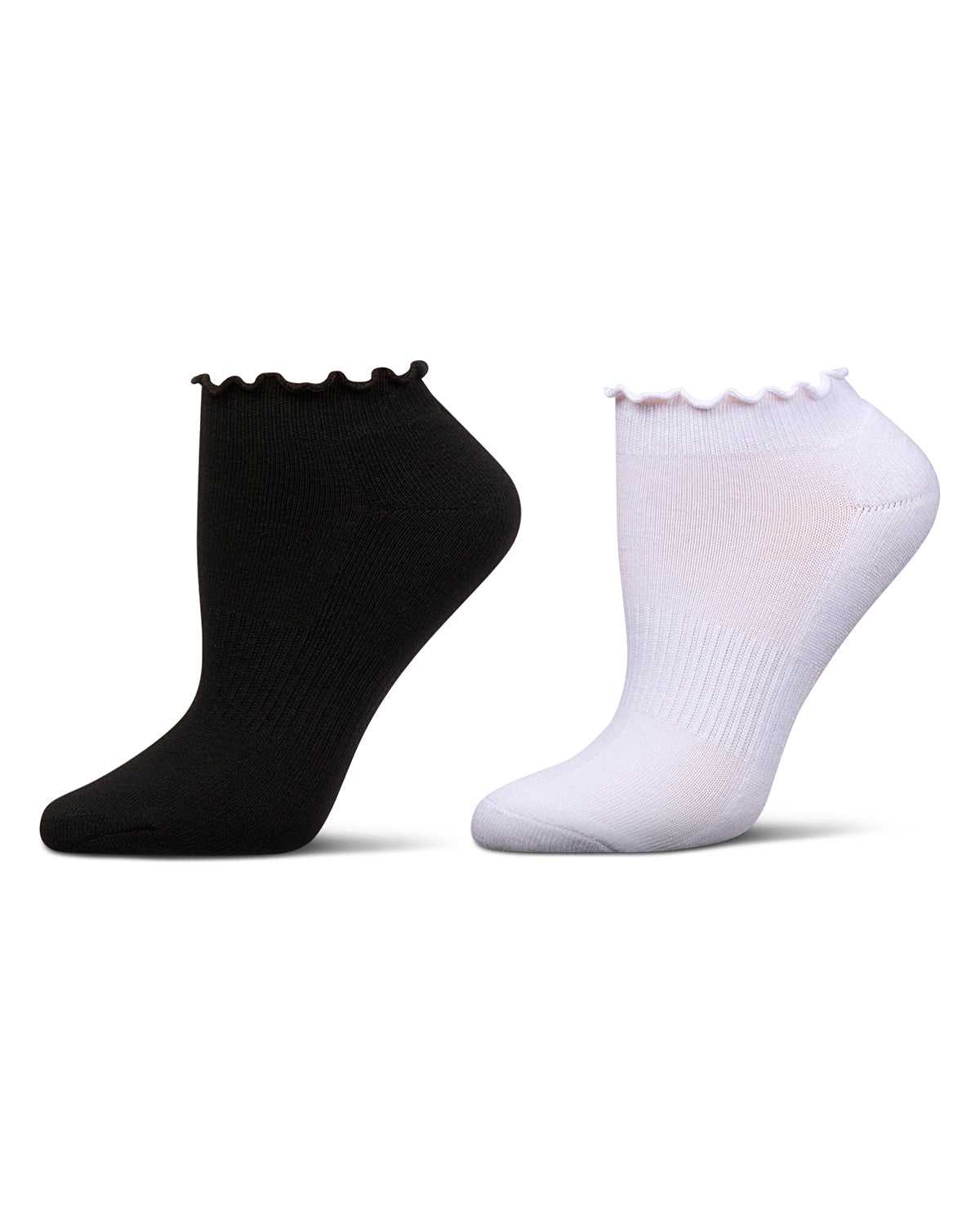Women's 6 Pair Pack Lettuce Edge Recycled Polyester Half Cushioned Low Cut Socks : Color: White-Black