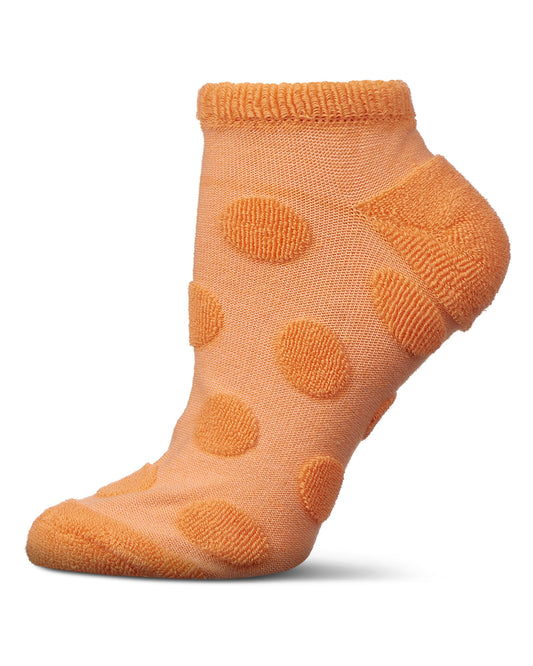Women's Terry Dot Low Cut Socks : Color: Salmon Buff