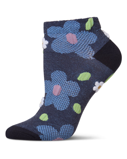 Women's Daisy Dimensional Shortie Socks : Color: Blue