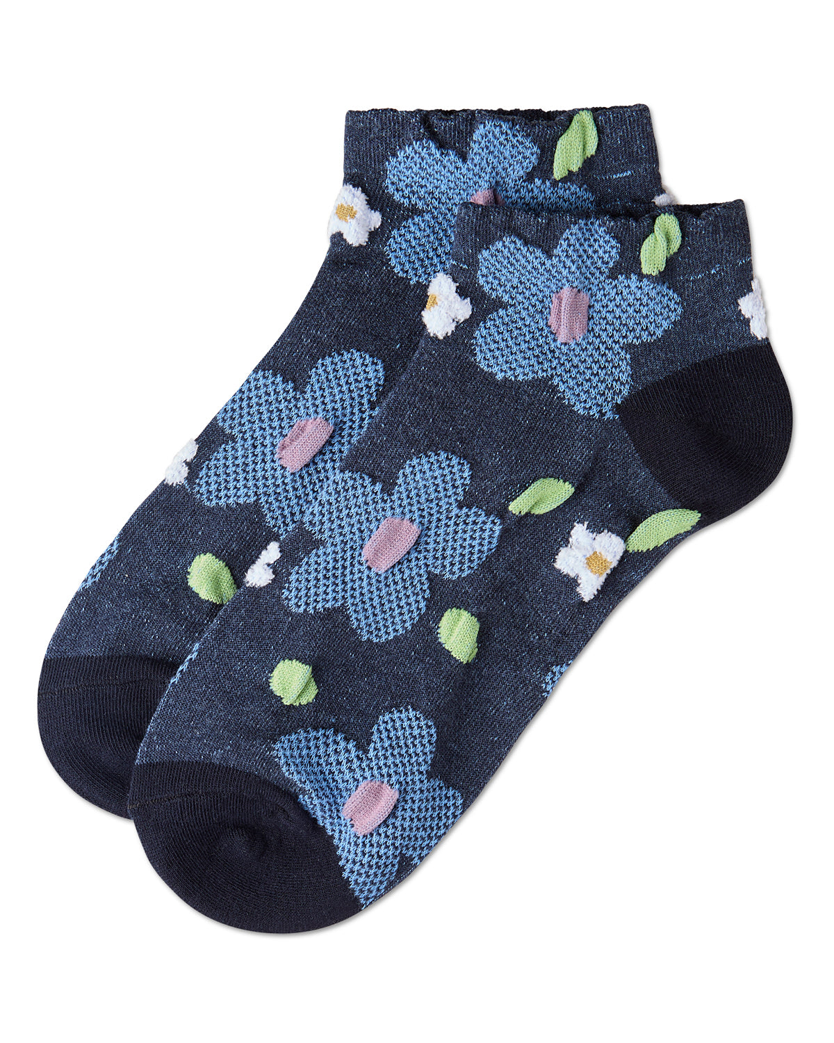 Women's Daisy Dimensional Shortie Socks : Color: Blue