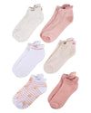 6 Pair Women's "Crab and Shell" Embroidered Half-Cushion Low Cut Socks