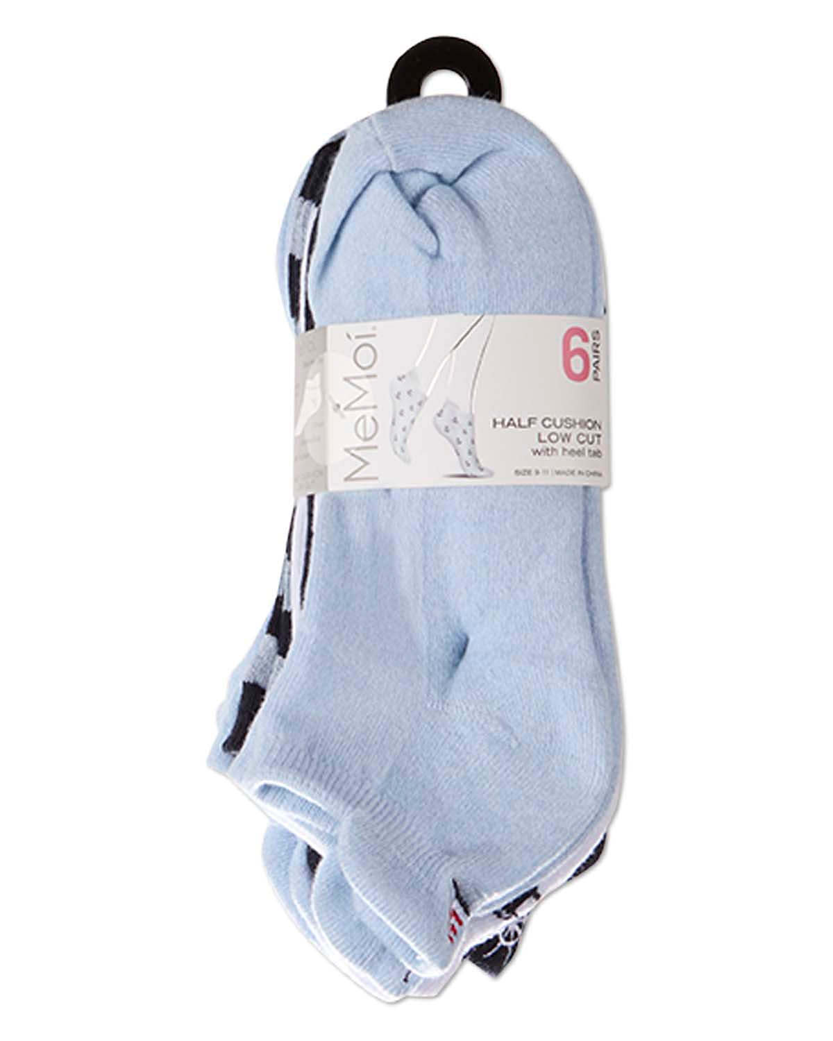 6 Pair Women's Nautical Half-Cushioned Embroidered Low Cut Socks