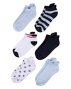 6 Pair Women's Nautical Half-Cushioned Embroidered Low Cut Socks