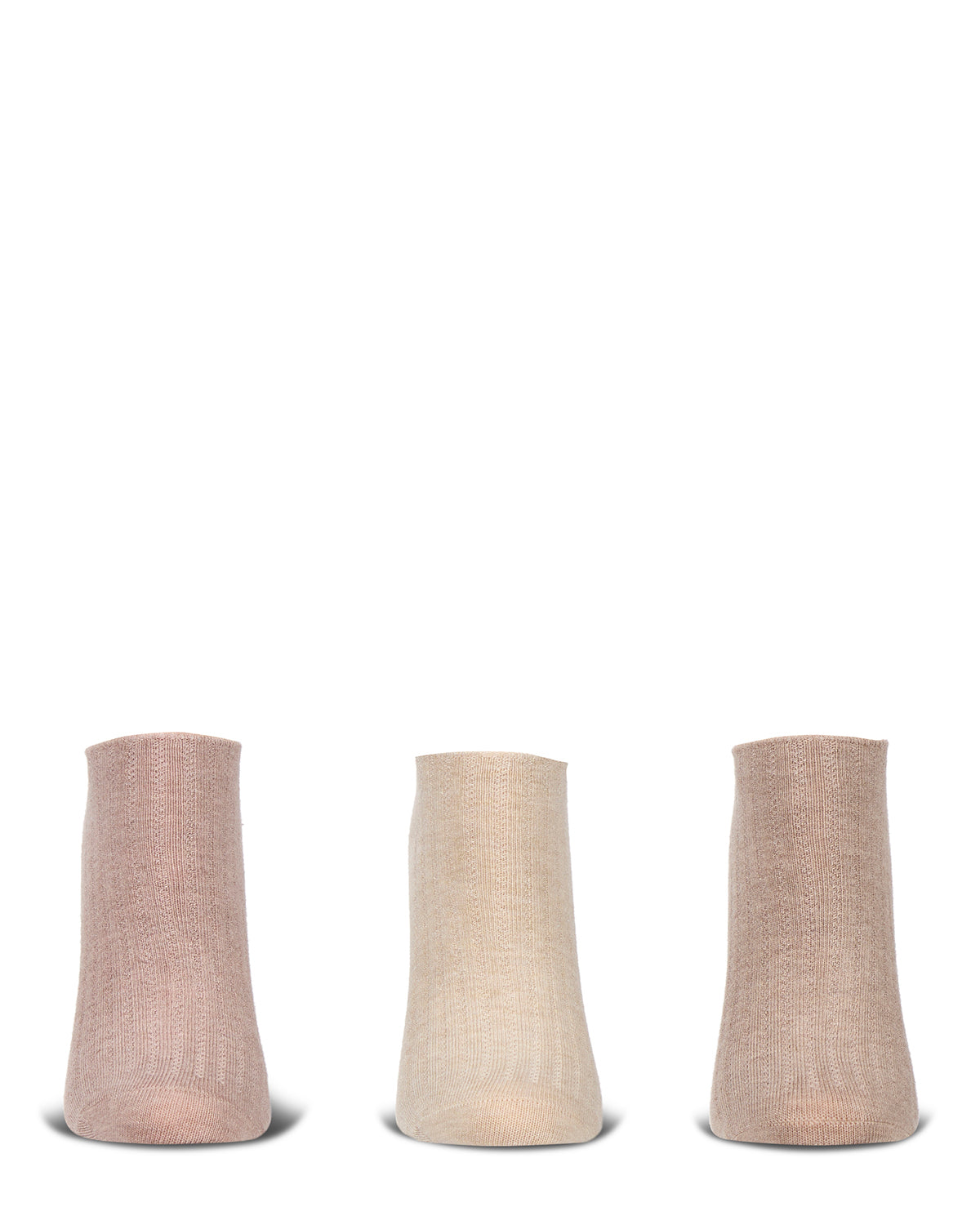 Women's 3 Pair Pack Chain Ribbed Bamboo Blend Lowcut Socks : Color: Ivory Heather Multi