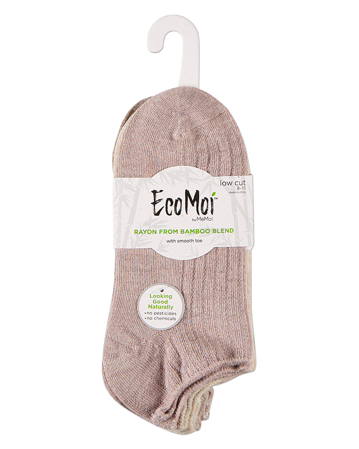 Women's 3 Pair Pack Chain Ribbed Bamboo Blend Lowcut Socks : Color: Ivory Heather Multi