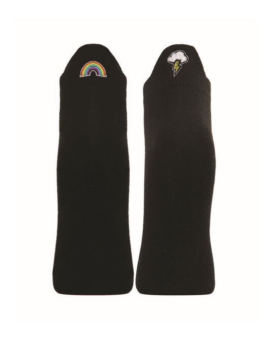 Women's Lightning & Rainbows Low Cut Tab Socks : Color: Black