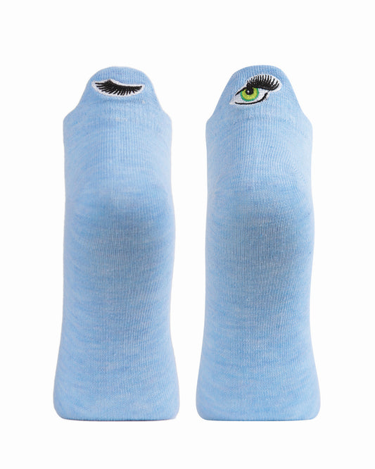 Women's Winking Eye Low Cut Tab Socks : Color: Blue Heather