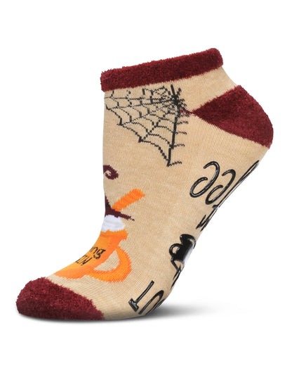 Women's Coffee Witch Low-Cut Non-Skid Socks : Color: Oatmeal Heather