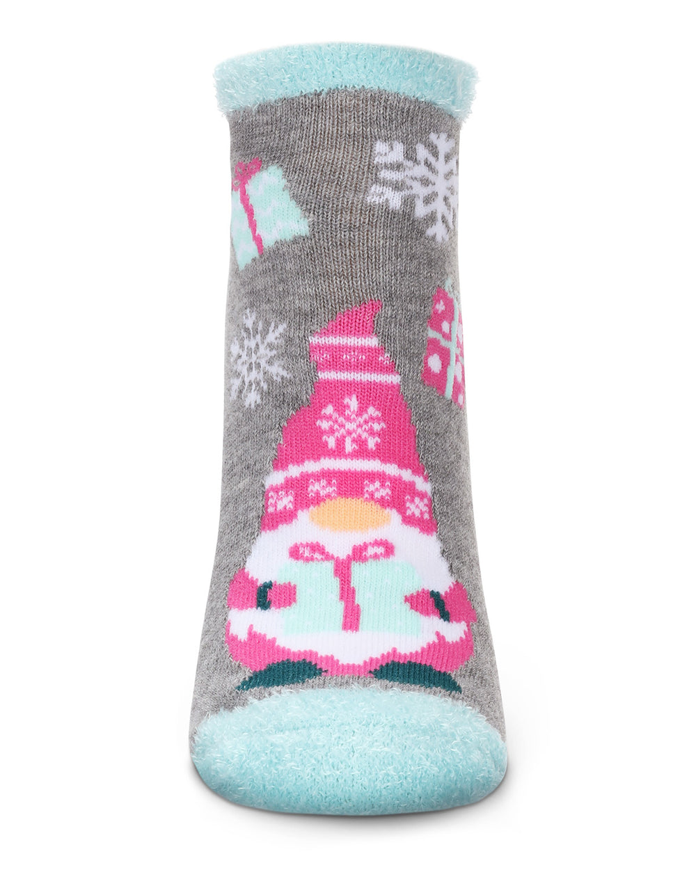 Women's No Place Like Gnome For The Holidays Low-Cut Non-Skid Socks : Color: Med Gray Heather
