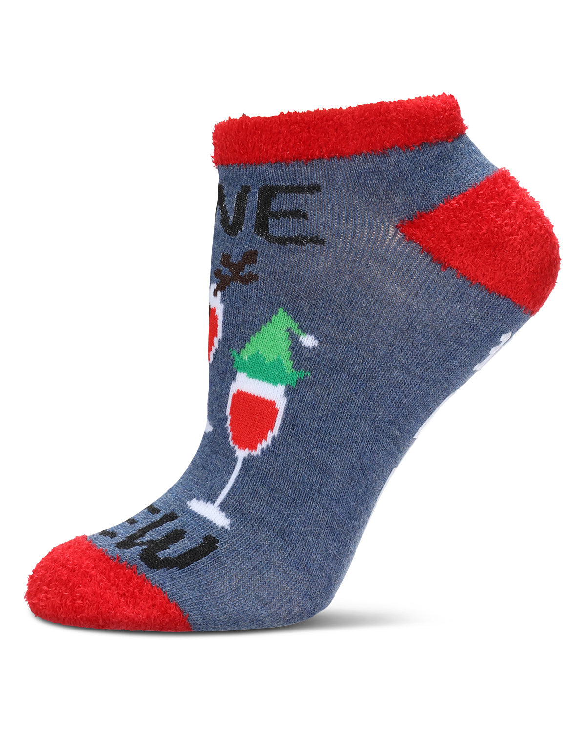 Women's Tis The Season To Wine Low-Cut Non-Skid Socks : Color: Dark Denim Heather