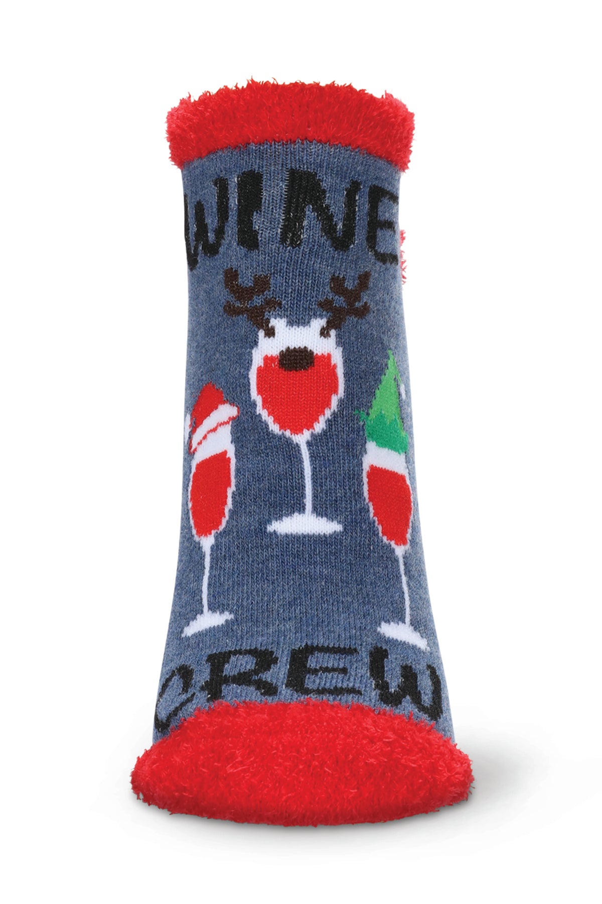 Women's Tis The Season To Wine Low-Cut Non-Skid Socks : Color: Dark Denim Heather