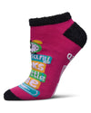 Women's I'm Totally Booked Non-Skid Low Cut Socks : Color: Pink