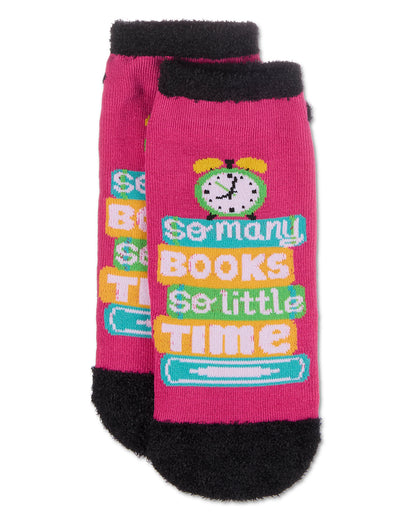 Women's I'm Totally Booked Non-Skid Low Cut Socks : Color: Pink