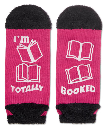 Women's I'm Totally Booked Non-Skid Low Cut Socks : Color: Pink