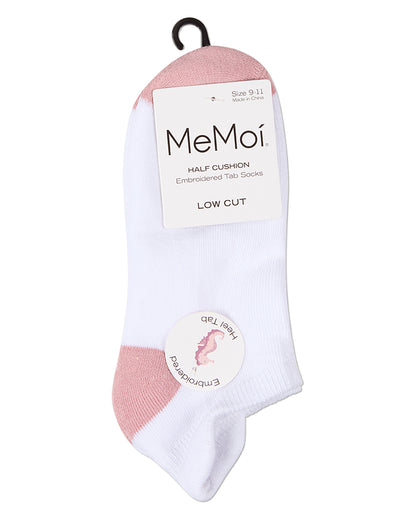 Women's Sea Horse-Embroidered Half-Cushioned Low Cut Sock