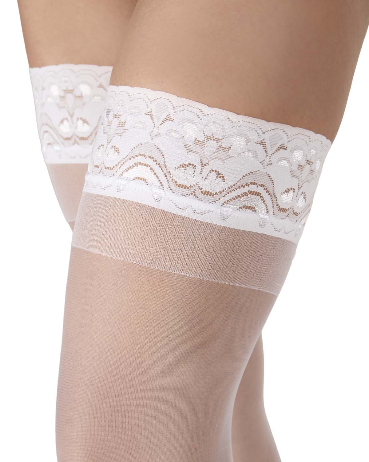 Women's Crystal Sheer Lace Top Thigh High Stockings