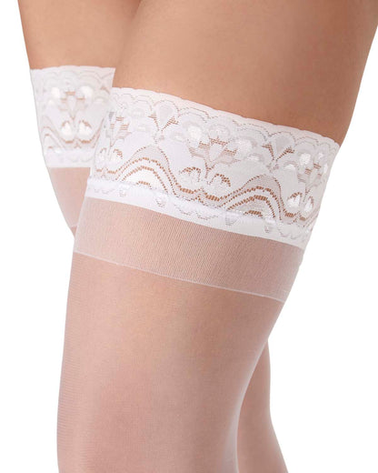Women's Crystal Sheer Lace Top Thigh High Stockings