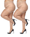Women's 2 Pack Plus Size Satin Sheer Nylon Pantyhose : Color: Nude