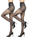 Satin Sheer Control Top Pantyhose with Shadow Toe 2 Pack : Color: Navy