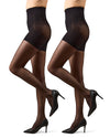 2 Pair Women's Plus Size Satin Sheer Shaper Top 18-Denier Pantyhose